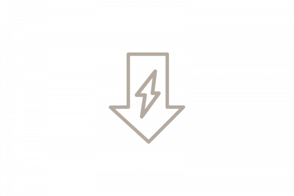 Icon downward pointing arrow with lightning bolt in it - energy sinks - energy saving group