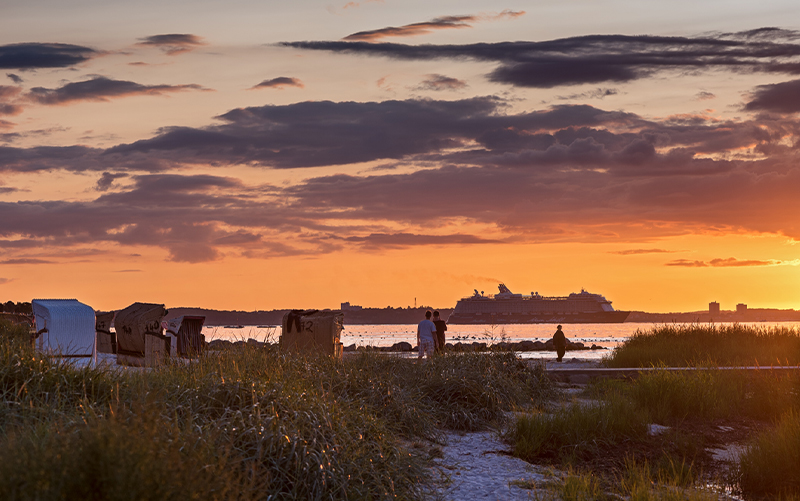 Kiel beach at sunset