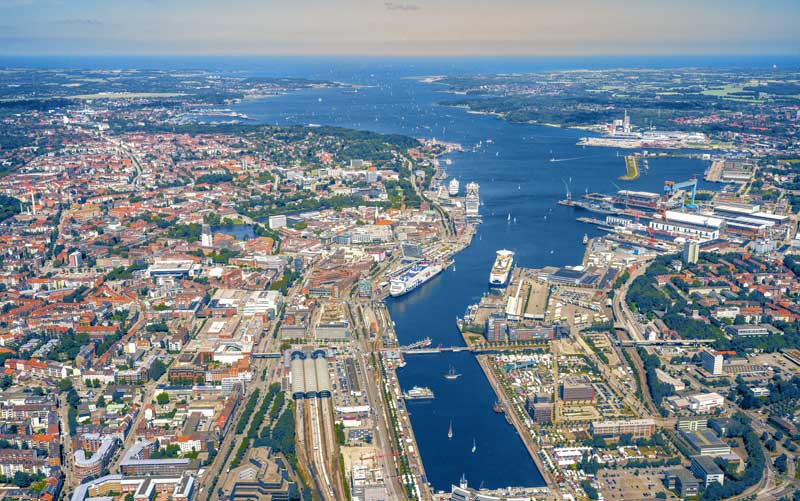 Aerial view of port of Kiel