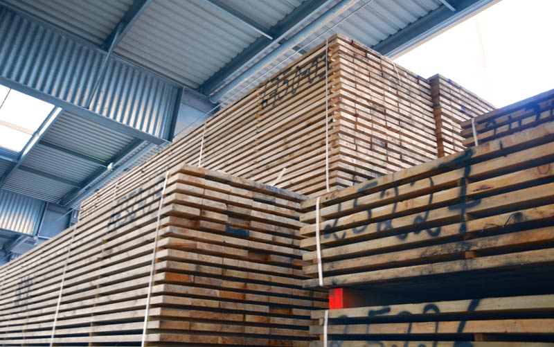 Stored wood piles