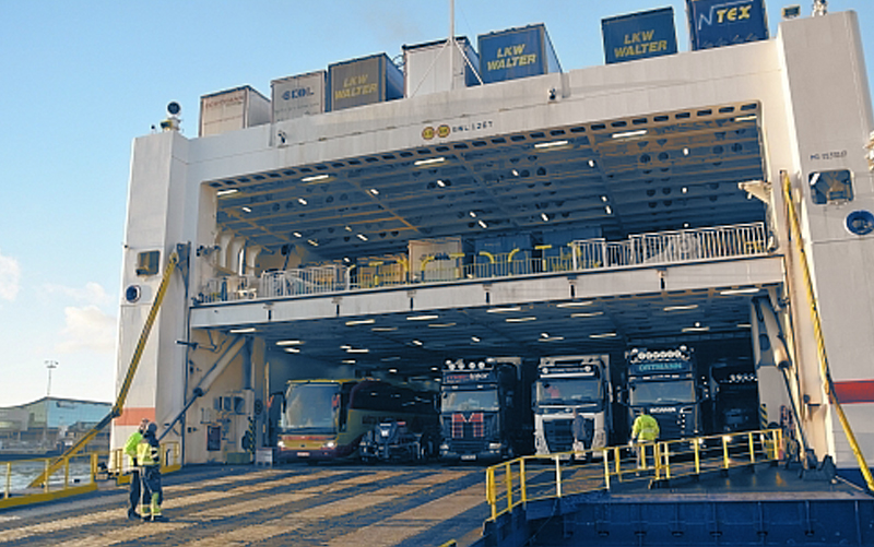 Open loading dock of a cargo ship