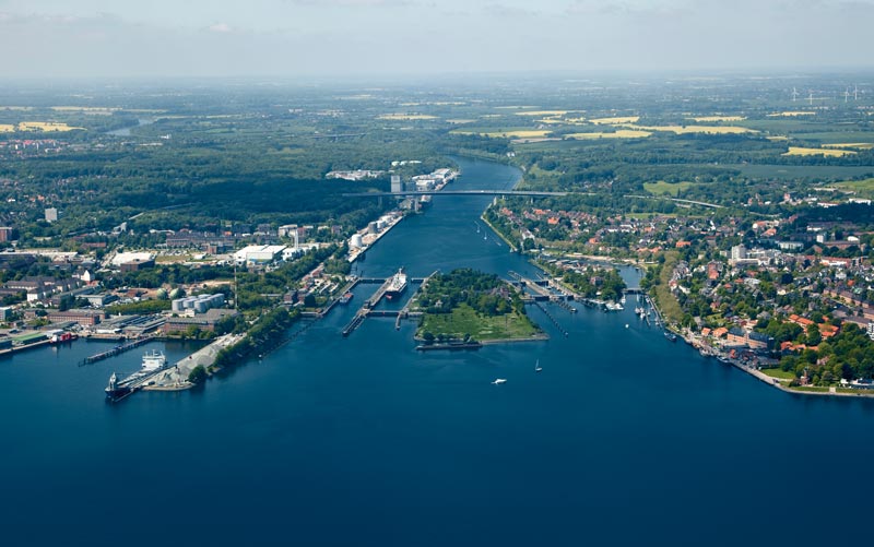 Aerial view of the canal ports